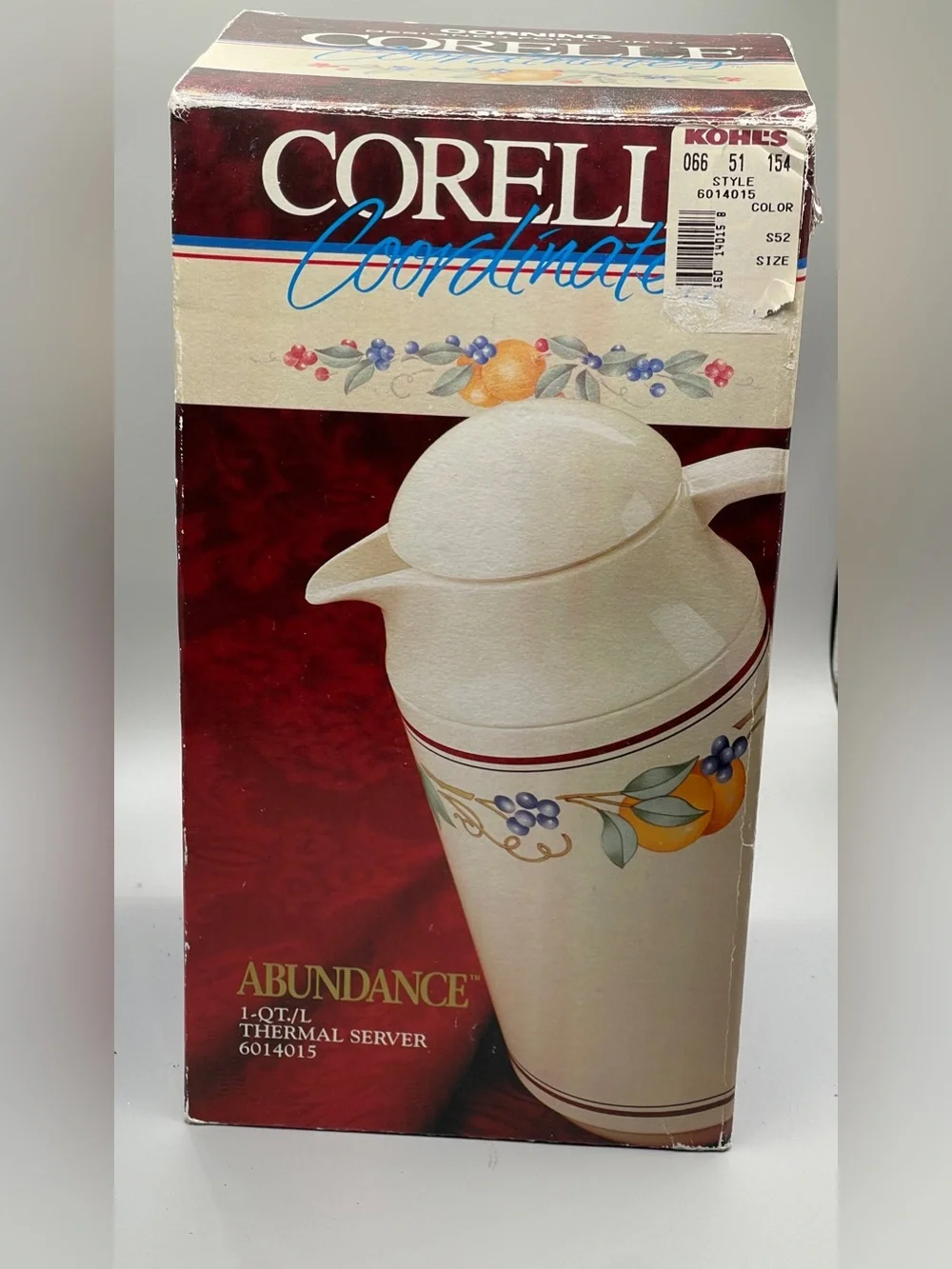 Corelle Abundance 1 QT Thermos Server Coffee Carafe in BOX!